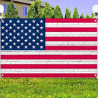 Independence Day Photo Backdrop 12x10 FT Large Patriotic American Flag Brick Wall Background 4th of July Decorations for Home Outdoor Banner Polyester - Image 3