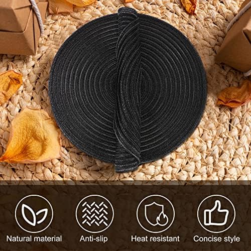 Buryeah 24 Pieces 13 Inch Christmas Round Placemats Circle Woven Place Mats Boho Decor Dining Table Mats Table Scape Hosting Friends for Wedding Birthday Dinner Parties (Black) - Image 4