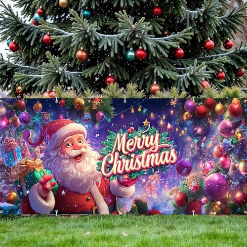 Festive Santa Garage Door Banner 16x7 Ft - Colorful Ornaments and Bold Text for 2 Car Garage Holiday Cheer - Image 5
