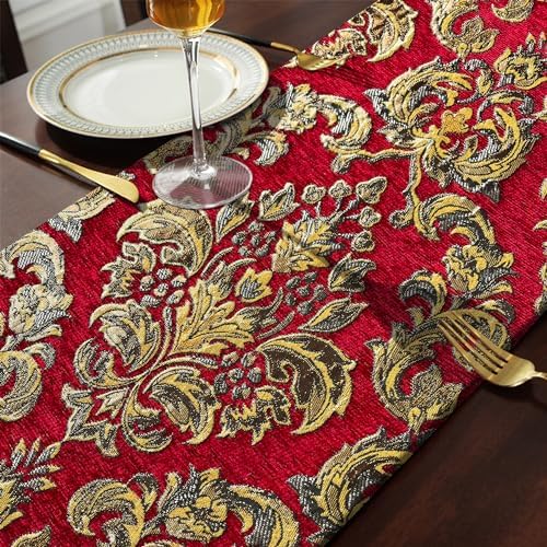 Christmas Red Chenille Table Runner for Center Decoration(13x60inch) - Image 5