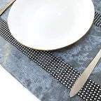 HeMiaor Gray Elegant Placemats for Dinner Table Set of 4 Bling Silver Shinning Diamond Sequins Place Mats Velvet for Wedding Decor Centerpiece - Image 2