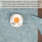 Cotton Clinic 12 Pack Farmhouse Style Slub Textured 18x18 Cloth Dinner Napkins, 100% Cotton for Everyday Use and Events - Soft and Durable Cocktail Napkins, Wedding Dinner Napkins, Teal Green - Image 6