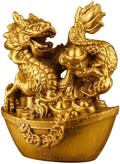 Brass Dragon Statues Chinese Feng Shui Zodiac Statue Small Lucky Figurine Animal Sculpture Ornament for Home Office Decor (Dragon) by Unknown