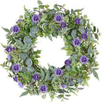 Eucalyptus Wreaths for Front Door, 24 Inch Purple Carnation Wreath by Tulvend