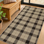 JTJ Easy Jute 3x6 Kitchen Runner Rug, Black & Beige Plaid, Washable - Image 3