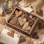 Vercraft 24 Pcs Farmhouse Rustic Heart Christmas Ornaments 3.15'' Rattan - Image 2