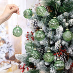 Jenaai 12 Pcs Christmas Mint Green Glass Ball Ornaments, Tree Decoration - Image 5