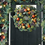WANNA-CUL Pre-Lit 20 Inch Copper Gold Christmas Wreath for Front Door - Image 5