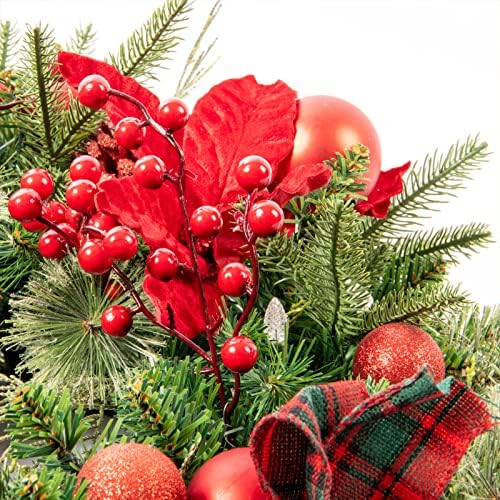 9Ft Red Poinsettias Pre-lit Christmas Garland 70 Lights Plug in,Holiday Decoration Fireplace Stairs Mantle Door Indoor Outdoor - Image 3