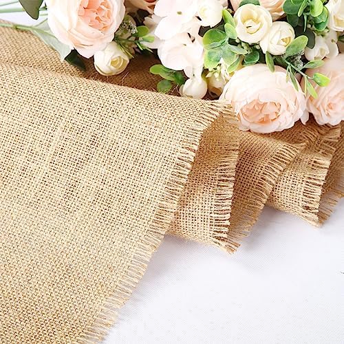 15 Pack Burlap Table Runners Bulk 12 x 71 Inch Rustic Jute Tablerunner Khaki Farmhouse Country Burlap Runners for Wedding Banquet Birthday Holiday Party Kitchen Dining Table Decorations(Tassel) - Image 4