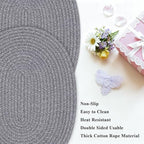 Oval Woven Placemats Set of 6, Boho Cotton Rope Braided Table Mats, 17x13 Inches Non Slip Heat Resistant Place Mats for Dining Room, Thick Hot Pads for Farmhouse Kitchen Table Decor. (Gray) - Image 3