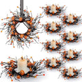 12 PCS Halloween Candle Rings Wreaths Black Orange Cabinets Wreath by Unknown