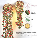 BLEUM CADE 8Pcs 16.4Ft Fake Flower Garland Faux Rose Vines with Lights - Image 5