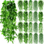 Daifunli 36 Pcs Artificial Hanging Plants Fake Hanging Ferns Plastic Fake Plants for Wall Room Garden Garland Indoor Outdoor Decor No Basket (Boston,Eucalyptus,Ivy Vine,String of Pearls) by Huiinen