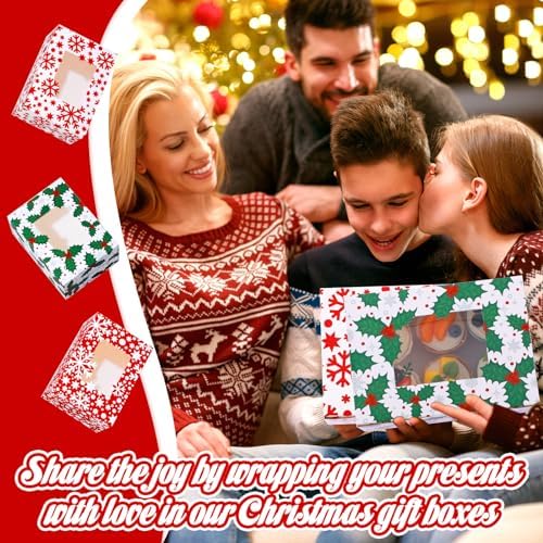 Tenceur 30 Pcs Christmas Cookie Box Window,8.3 x 5.9 x 3.7'',Classic - Image 6