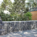 vidaxl Gabion Basket with Cover - Versatile Outdoor Decoration/Structure - Galvanized Iron - 78.7"x19.7"x19.7" - Silver - Image 2