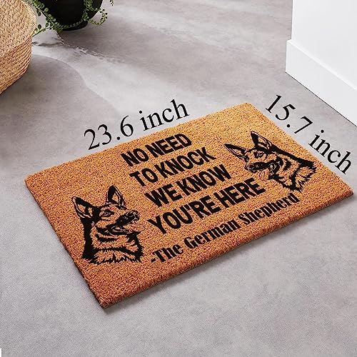 Funny Coir Doormat - German Shepherd 'No Need to Knock' Welcome Mat - 23.6 x 15.9 inch - Image 3