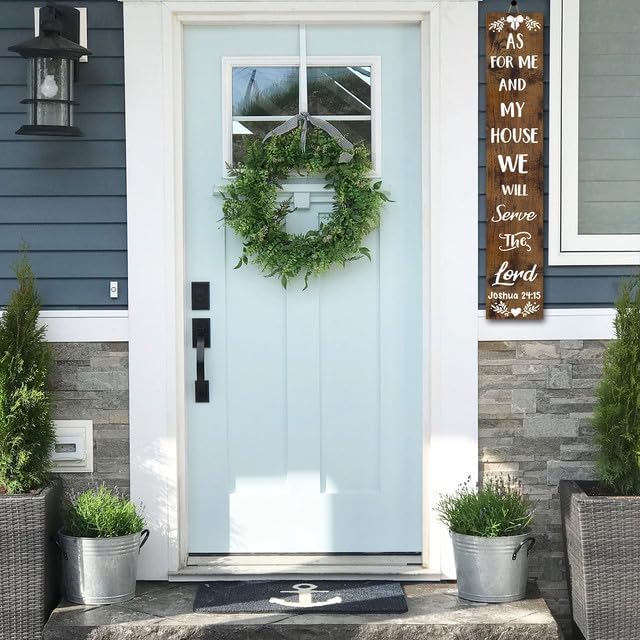FemiaD Christian Porch Sign Outdoor Welcome Sign for Front Porch Standing 8x63inch Large Rustic Farmhouse Tall Vertical Wooden As for Me and My House We Will Serve The Lord Sign for Home - Image 5