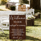 welcome to our unplugged ceremony Wood sign wedding welcome signs, No Phones wedding sign wood, rustic wedding Decorations 24x16 Inch - Image 2