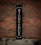 Welcome Sign Bienvenue Sign For Front Porch Standing Large Rustic Farmhouse Outdoor Tall Wood Framed Vertical Paw Print Welcome Signs Modern Outside Front Door Wall Decor - Image 4