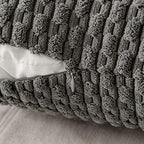 MIULEE Euro Sham Decorative Throw Pillow Covers 24x24 Dark Grey Corduroy - Image 3