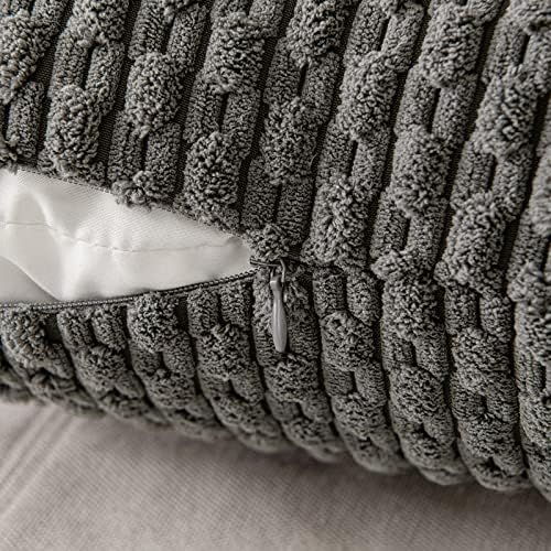 MIULEE Euro Sham Decorative Throw Pillow Covers 24x24 Dark Grey Corduroy - Image 3