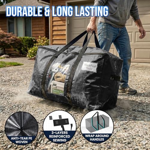 TAILI 6 Pack Black Extra Large Moving Bags,Storage Bag with Visible Window - Image 3