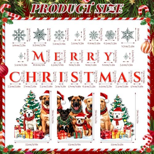 Christmas Garage Door Decorations Magnets Merry Christmas Dogs Garage Door Magnet Stickers with Cute Dogs Snowflake Fridge Stickers Decals for Xmas Party Winter Holiday Metal Door Car Refrigerator - Image 5