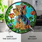 Yorkie Stained Glass Suncather Window Hangings, Suncatchers Glass Panel Sun Catchers Gifts Home Decor Garden Christmas Halloween Wedding 9.8" - Image 4