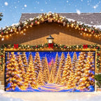 7x16FT Merry Chrismas Garage Door Banner Gingerbread Deer Snowman Santa Claus Winter Garage Door Cover Decoration for Chrismas Outdoor Decoration by FOREVERQUEEN