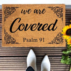 Funny The Entrance Way Outside Personalized Rug with Heavy-Duty Non Slip Outdoor Coconut Coir Doormat Pets Lover Gift 23.6 x 15.7 inch (We are Covered Psalm 91 Religious) - Image 5
