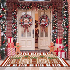 Tinideya 2 Pcs Large Gingerbread House Layered Doormat Christmas Front Mat - Image 4