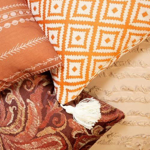 Decorative Throw Pillow Covers, Set of 4, 18x18 Inch Colorful Accent Pillow Covers, Rusty Damask - Image 5