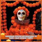 Yunsailing 10 Pcs 5 ft Marigold Garland Diwali Decor, Orange - Image 4