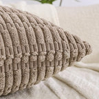 All Smiles Decorative Throw Pillow Covers Set of 4 24x24 Neutral Winter Farmhouse Rustic Boho Home Decor Soft Plush Striped Corduroy Square Cushion Case for Living Room Couch Bed Sofa - Image 3