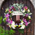 Panelee 18 Inch Easter Wreath for Front Door Cross Wreath Christian Easter Hanging Decorations He Is Risen Religious Artificial Lilies Lavender Eggs Grape Vines Sign for Spring Home Wall Door(Elegant) by Panelee