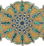 Hand Beaded Green Gold Glitz Table Runner 13x36 Easter - Image 7