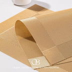 Placemats Set of 12 - Easy Clean Woven Vinyl Placemats for Dining Table, Indoor/Outdoor Place Mats, Washable PVC Table Mats（Gold Cube） - Image 3