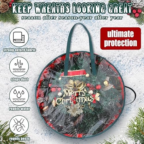 Shappy 4 Pcs Wreath Storage Bag Container with Clear Window,36 Inch - Image 3