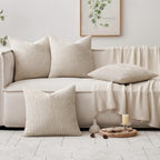 MIULEE Soft Decorative Chenille Pillow Covers Cream 16x16 Pack of 4 - Image 5