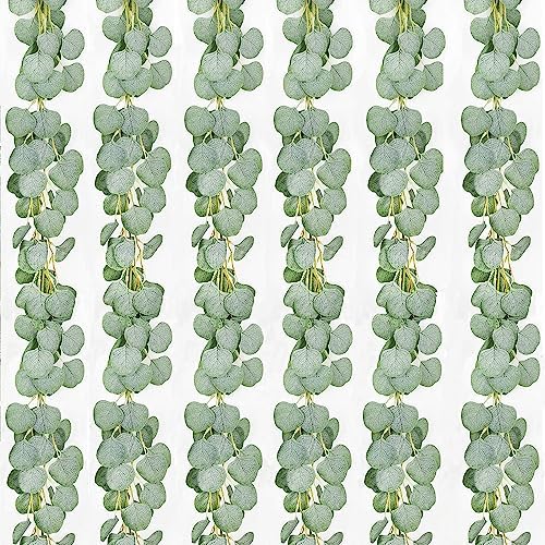 6Pack Artificial Eucalyptus Garland, 6 ft Faux Silk Eucalyptus Leaves Vines Handmade Garland Greenery Wedding Backdrop Arch Wall Decor by Artiflr