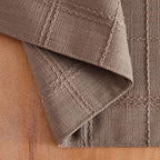 ZeeMart Linen Checked Farmhouse Placemats Set of 6, Cocoa Brown 13x19in - Image 3