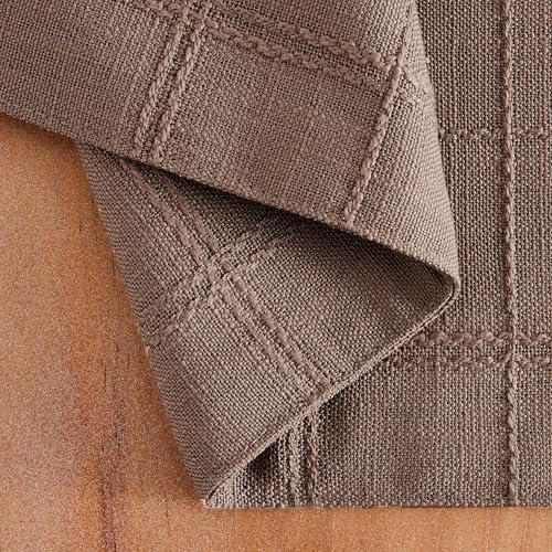 ZeeMart Linen Checked Farmhouse Placemats Set of 6, Cocoa Brown 13x19in - Image 3
