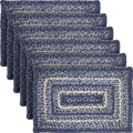 VHC Brands Farmhouse Great Falls Blue Table Placemat Blue White Jute Blend Rectangle Set of 6 12x18 Inches by VHCBrands