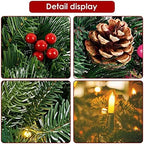 Christmas Wreath for Front Door, Pre-lit Christmas Winter Home Adornment Wreath with 50 Lights and Mixed Decorations for Front Door Indoor Window Wall Décor (18 inch - Battery Not Included) - Image 6