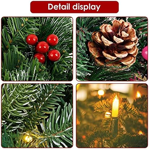 Christmas Wreath for Front Door, Pre-lit Christmas Winter Home Adornment Wreath with 50 Lights and Mixed Decorations for Front Door Indoor Window Wall Décor (18 inch - Battery Not Included) - Image 6