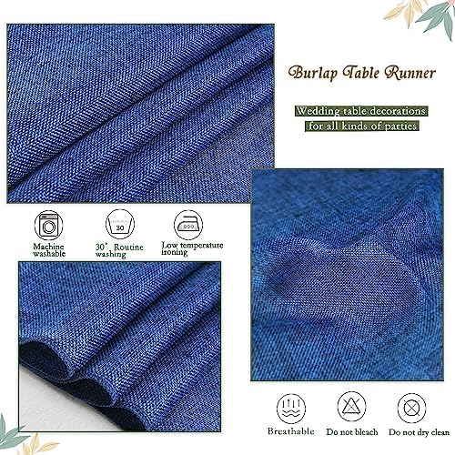 Blue Table Runner Burlap Roll Navy Farmhouse Table Linens 2 Pack 13x84 Inch - Image 6