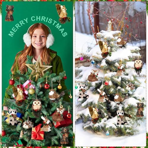 Vercraft 8 Pack Woodland Animal Xmas Ornaments Sisal Straw Rustic, Classic - Image 5