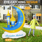 5FT Ramadan Decorations Inflatable Outdoor, Ramadan Mubarak & Eid Mubarak Moon Cloud Star Mosque Decor with Built-in LED Lights, Muslim Islamic Blow Up for Home Yard Garden Party Lawn - Image 2