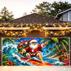7x16FT Merry Chrismas Garage Door Banner Gingerbread Deer Snowman Santa Claus Beach Garage Door Cover Decoration for Chrismas Outdoor Decoration - Image 7
